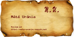 Máté Uránia névjegykártya